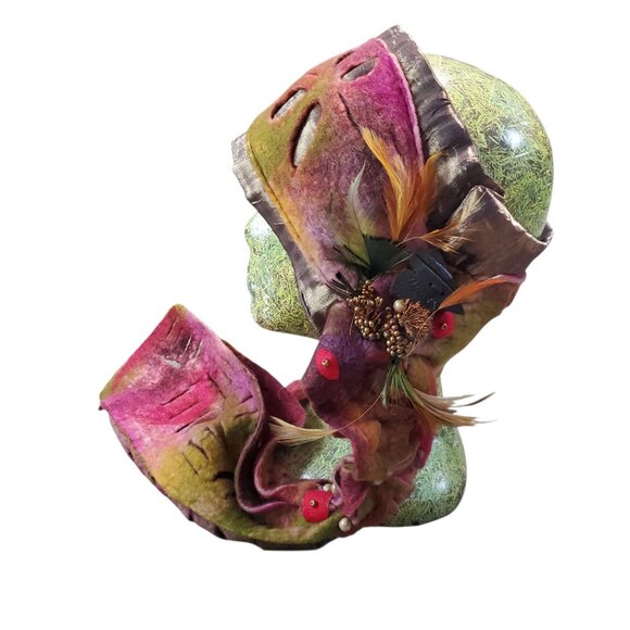 Elisabeth Wannaz Beautiful Wool Silk One of a Kind Art to Wear Head Wrap Hat - Picture 2 of 8